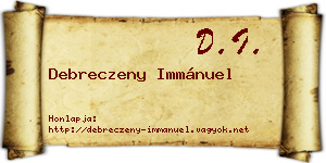 Debreczeny Immánuel névjegykártya